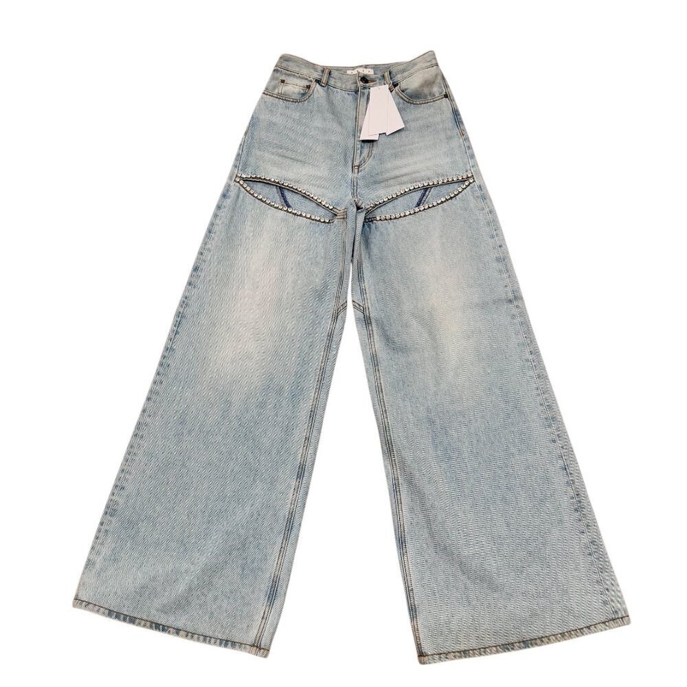 AREA wide-leg crystal jeans - Picture 11 of 14